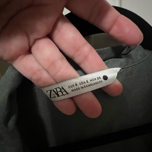 ZARA 100% Linen Button Down Military Green Shirt Sz S - Picture 4 of 5